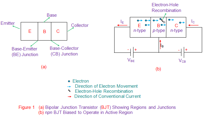 双极连接晶体管（BJT）显示区域和连接点