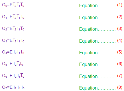 3到8个解码器输出的布尔方程式