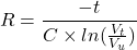 \ [r = \ frac {-t} {c \ times ln（\ frac {v_t} {v_u}）} \]