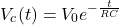 \{方程*}开始V_c (t)} = V_0 e ^{- \压裂{t} {RC}}{方程*}\结束