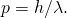 begin{equation*} p = h/\lambda。结束\{方程*}