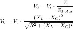 \ begin {align *} \ begin {split} v_0 = v_i * \ frac {| z |} {z_t_o_t_a_l} \\ v_0 = v_i * \ frac {（x_l-x_c）^ 2} {\ sqrt {r ^ 2 +（x_l  -  x_c）^ 2}}} \ end {split} \ end {align *}
