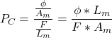 \ begin {公式*} p_c = \ frac {\ frac {\ phi} {a_m}} {\ frac {f} {l_m}} = \ frac {\ phi * l_m} {f * a_m} \ neg {方程式*}GydF4y2Ba