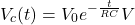 \ begin {arearation *} v_c（t）= v_0 e ^ { -  \ frac {t} {r c}} v \ nod {arearation *}