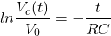 \ begin {align *} ln \ frac {v_c（t）} {v_0} =  -  \ frac {t} {rc} \ neg {sental *}