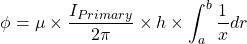 \[μ\φ= \ \ * \压裂{I_{主要}}{2π\}\乘以h \ \ int_{一}^ {b} \压裂{1}{x} \]博士