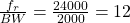 \frac{f_r}{BW} = \frac{24000}{2000} = 12