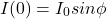 \begin{align*} I(0) = I_0 sin\phi \end{align*}