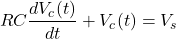 \{对齐*}开始RC \压裂{dV_c (t)} {dt} + V_c结束(t) = V_s \{对齐*}