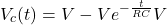 \ begin {arequation *} v_c（t）= v  -  v e ^ { -  \ frac {t} {r c}} v \ nod {arequation *}
