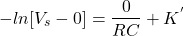 \{对齐*}开始ln (V_s - 0) = \压裂{0}{RC} + K ^ '结束\{对齐*}