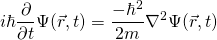 \{方程*}我开始\百巴\压裂{\部分{}}{\部分{t}} \ Psi (vec {r} \ t) = \压裂{- \百巴^ 2}{2 m} \微分算符^ 2 \ Psi (vec {r} \ t)结束\{方程*}