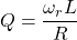 {对齐*}Q = \ \开始压裂{\ omega_r L} {R} \{对齐*}结束
