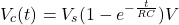 \ begin {arearation *} v_c（t）= v_s（1  -  e ^ { -  \ frac { -  t} {rc}}）v \ neg {arequation *}